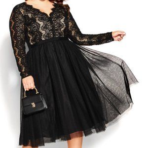 City Chic Rare Beauty Dress Black Size 18